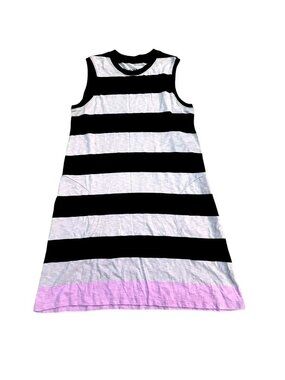 ATM Women Striped Sleeveless Dress Black/Grey/Purple M NWOT